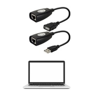 PLM 2Pcs USB to RJ45 LAN Cable Extension Adapter Extender Over Cat5 RJ45 Cat6