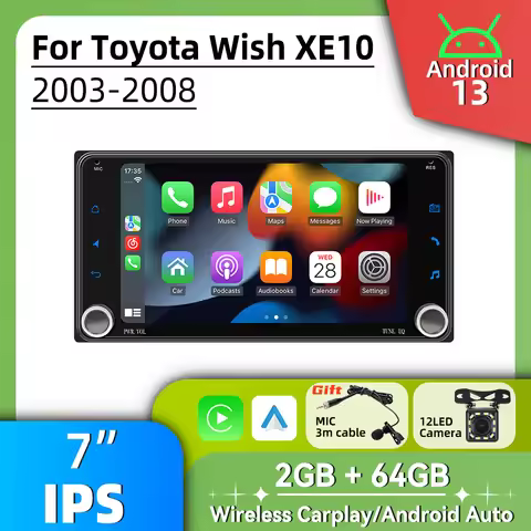 Car Radio 7" Stereo 2 Din Android Multimedia for Toyota Wish XE10 2003-2008 Wireless Carplay Android