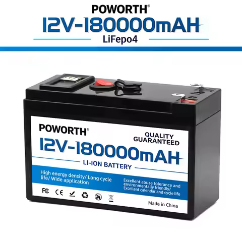 12v Rechargeable Battery 180AH Lithium Iron Phosphate Battery with BMS for Reliable RV, Off-Grid, Ma