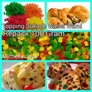 Topping Sukade Aneka Warna Warni 100gram Untuk kue kering pukis balok bolu