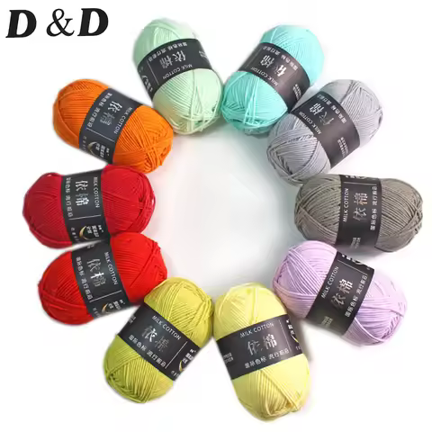 D&D 4ply Soft Comfortable Cotton Blend Milk Yarn Fabric Wool Crochet Knitting Supplies for DIY Handc