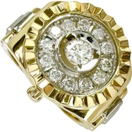 Size 11, Signet Ring Design, Watch Strap Style, 0.41ct Diamond Ring, K18 Gold/Pt900 Platinum (Analyz