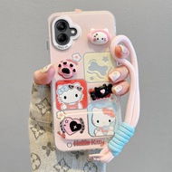 Cute 3D Cartoon Character Phone Case for Samsung Galaxy A07 A06 Soft TPU Protective Cover with Lanya