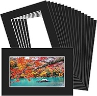 30 Pack 4x6 Black Picture Mats for 3x5 Pictures, Frame Mattes Display Photo Paper Frame Mat with Whi