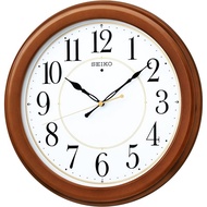 Seiko Clock KX388B - Radio Wave Analog Wall Clock with Wooden Frame in Brown