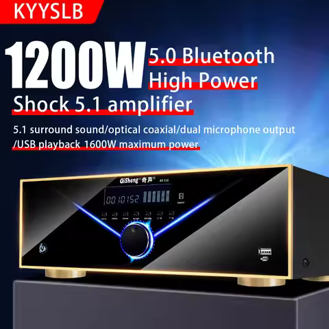 1200W 5.1 Power Amplifier High Power Home HIFI Bluetooth Subwoofer Amplifier APE Lossless Decoding K