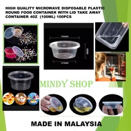 厚装Tebal  FF 4 OZ ROUND DISPOSABLE PLASTIC MICROWAVE FOOD CONTAINER 100PCS ± ) 4OZ CONTAINER WITH LID