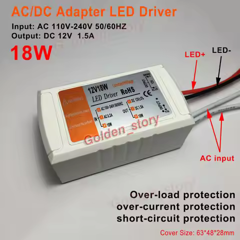 AC-DC Converter LED Driver Power Adapter AC 110V 220V 230V to 12V 18W Lighting Transformer Switch fo