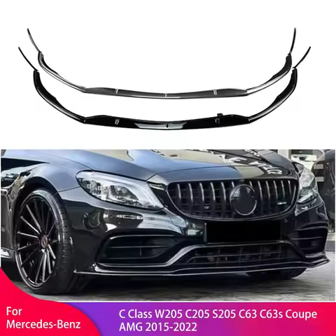 Front Bumper Lip Diffuser Spoiler for Mercedes-Benz C Class W205 C205 S205 C63 C63s Coupe AMG 2015-2