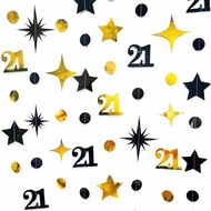 Morrir Black Birthday Decoration 21 Circle Twle Star Garlands Hanging Streamer 21st Anniversary Part