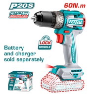 TOTAL สว่านแบตเตอรี่ ไร้สาย 20V BL motor แรงบิดสูง 60Nm สว่านไขควง 2ระบบ (ไม่มีกระแทก) TDLI20602 / T