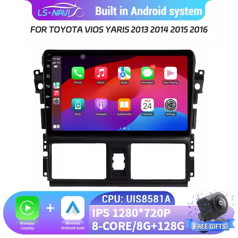 Android 14 Car Radio Multimedia Navigation For TOYOTA VIOS YARIS 2013 2014 2015 2016 Wireless Blueto