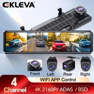 EKLEVA 4K +1K +1K + 1K Dash Cam F40 4-Channel Record ADAS BSD Car DVR WIFI APP Rear View Mirror Auto