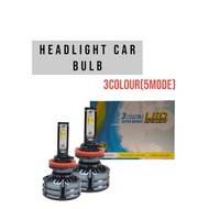 LED MURAH  5 MODE 3 COLOUR LED HEAD LIGHTS 9005 / 9006 / H1 / H3 / H11 / H7 / H4