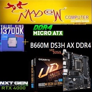 Intel Core i7-13700K 13th Gen 16-Core/24T 5.4GHz + Gigabyte B660M DS3H AX DDR4(3y),& if u wish add 5