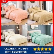 Cadar Satin 7 in 1 With Comforter 1200 Thread Count Bedsheet Set With Comforter