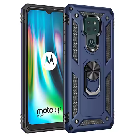 for Moto E7 Plus Armor Shockproof Case for Moto E 7 Plus Military Protective Magnet Holder Ring Case