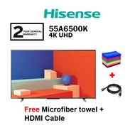 Hisense 55" 4K Android UHD Google TV 55A6500K A6500K Series Replace 55A6500H Television (Free Microfiber towel + HDMI)