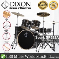 Dixon Spark Drum Set Complete Standard 5 Piece Drum Kit Bundle Misty Black
