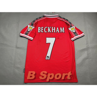 ＜930＞Retro: Vintage Retro Football Jersey Man Utd Home Team 1998 7 BECKHAM And Premier Arm!! quần áo