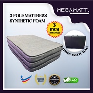 MEGAMATT 3" Foldable Mattress Single Mattress Foldable Bed 3 Fold Mattress Tilam Single Lipat Tilam 