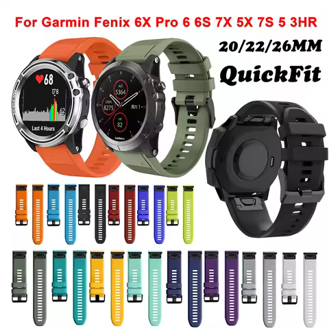 20 22 26mm Smart Watch Band For Garmin Fenix 5 5x 5s Silicone Watch Strap for Fenix 6X Pro 6 6S 7X 7