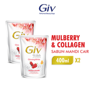 [Paket isi 2] Giv White Sabun Mandi Cair Mulberry & Collagen Pouch 400ml