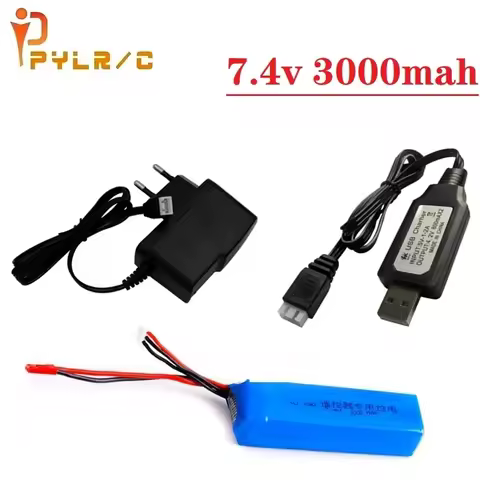 Teranty Power 7.4V 3000mah Lipo Battery + Charger For Frsky Taranis X9D Plus Transmitter Remote Cont