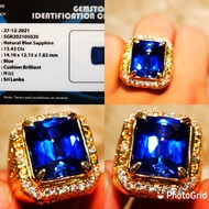 Blue Saffire Ceylon Chusion Octagon Full Ds Rise Clean Clean Zircon SprinkleRing + Memo SGR Lab