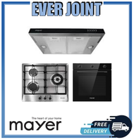 MAYER MMSI600HS [60CM] SEMI-INTEGRATED SLIMLINE HOOD + MMSS633 [60CM] 3 BURNER STAINLESS STEEL GAS HOB + MMDO8R [60cm] Built-in Oven with Smoke Ventilation System Bundle Deal