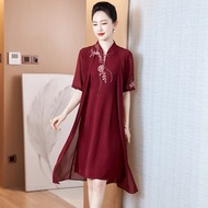 喜婆婆婚宴裝夏季新款結婚媽媽減齡婚禮假兩件禮服高貴連身裙