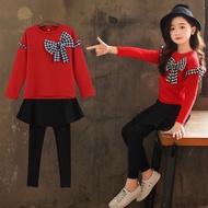 SR4 【On Sales】2Pcs/Set 3-12 Years Old Kids Girl Clothing Set, T-shirt+Pants Princess Girl Fashion Su