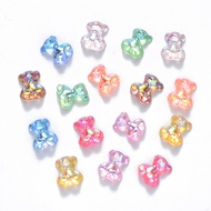 50pc Resin Cabochons Nail Art Decoration Accessories AB Color Plated Bear 9x8x4.5mm