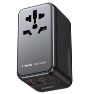 Universal Travel Adapter, 100W Fast GaN International Power Adapter, 2PD USB-C+2QC USB-A Travel Adap
