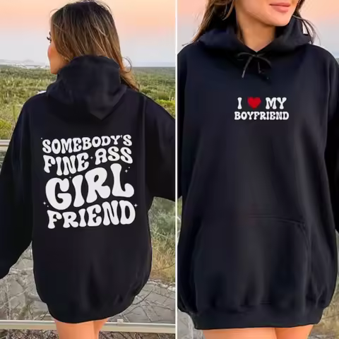 Custom I Love My Boyfriend Sweatshirt Hoodie Aesthetic Y2K Hoodies Preppy Crewneck 1 Year Anniversar