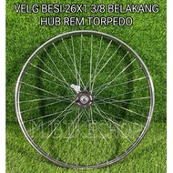 IRON RIMS/IRON RIMS/REAR IRON BICYCLE RIMS 26X1 3/8 JENGKI CHROME WITH TORPEDO BRAKE HUB