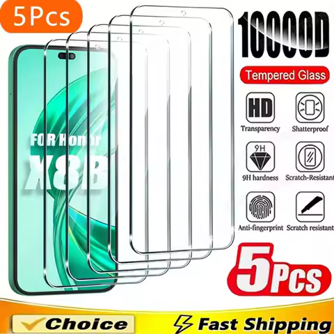 5PCS Tempered Glass For Huawei Honor X8B X7B X8A X9A X7A X7 X9 X8 Screen Protector For Honor 200 90 