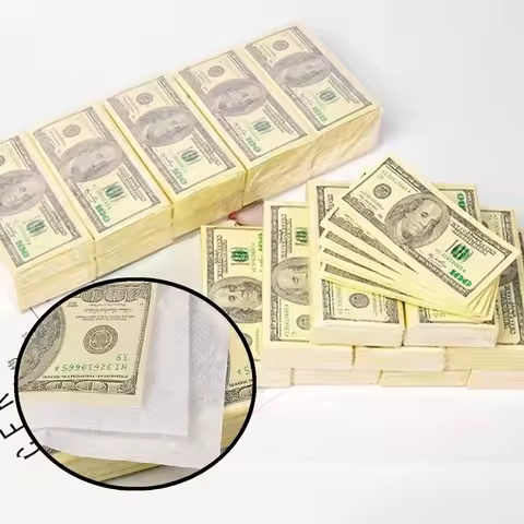 9Pcs/Set Creative Funny 100 Dollars Money Printed Paper Napkins Thick Toilet Bath Pocket Tissue Pape