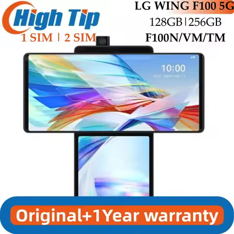 Unlocked Original LG WING 5G CellPhone F100VM F100TM F100N F100 4G LTE Mobile Phone 6.8'' 128GB ROM 