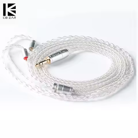 KBEAR 8 Core Upgraded Silver Wired Earphone Cable 2PIN/MMCX/QDC Gaming Headphones Earbuds Headset KB