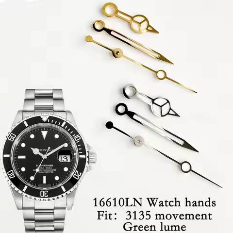 Green luminous watch hands for 40mm vintage SUB 16610LN fit 3135 movement