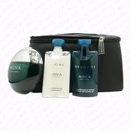 BVLGARI AQVA POUR HOMME 4PCS (EDT 100ML+A/S BALM 75ML+S.GEL 75ML+POUCH) GIFT SET