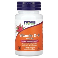 NOW Foods, Vitamin D-3 400IU   Vitamin D3 400IU, Support Healthy Bone & Immune System  180 Softgels-