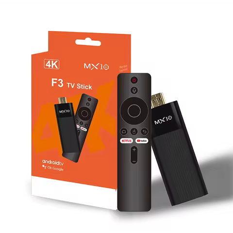 4K UHD Smart TV Stick MX10 F3 Quad Core Cortex-A53 2G+16G WiFi 6 BT5.4 Streaming Player Chromecast T
