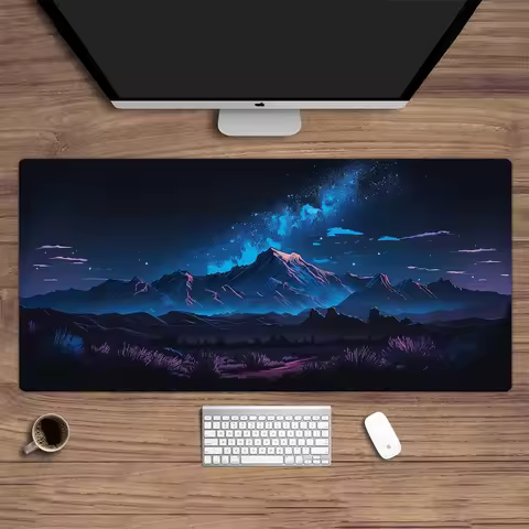 New Arrivals 900X400 Blue Aurora at Night in Western Mountains, Gaming Desk Setup, Computer Desk Mat