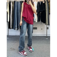 baggy jeans men y2k baggy jeans American Style Street Hip-Hop High Street Whitening Distressed Washe
