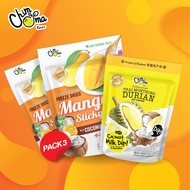 ข้าวเหนียวมะม่วงอบกรอบพร้อมดิปกะทิ 50กรัม และ ทุเรียนอบกรอบพร้อมดิปกะทิ 50กรัม (3ซอง/แพ็ค) / Freeze Dried Mango Sticky Rice with Coconut Milk Dip 50g &amp; Freeze Dried Durian with Coconut Milk Dip 50g (3Bags/Pack) (ยี่ห้อ ชิมมะ, Chimma Brand)