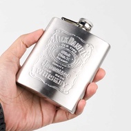 Botol Minum Wine / whiskey Bahan Stainless Steel Hip Flask Jack Daniel 7 Oz 200ml - Silver Box Beer 