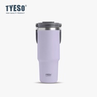 TYESO แก้วน้ำสแตนเลส มีหูหิ้ว มีหลอดดูด (รุ่น 2หัว) ***แถมยางรองแก้ว แปรงล้างหลอด สติกเกอร์ตกแต่ง Ec
