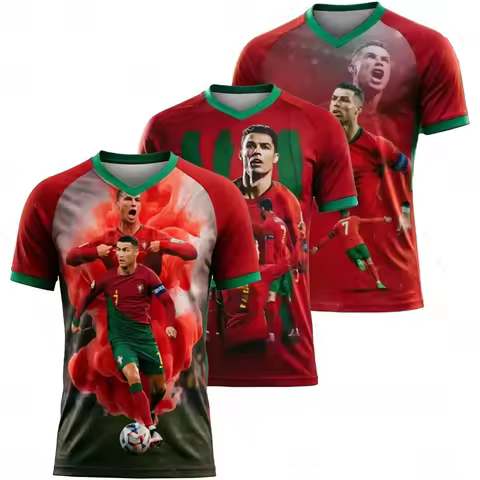 2026 Summer Ronaldo Fan Commemorative Edition No.7 Football Jersey Summer Sports Men's T-Shirt Kid's